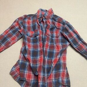 Faded Glory Red and Blue Plaid Kids Button Down Shirt